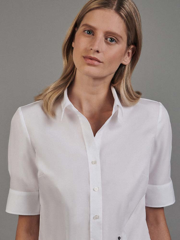 Weiße Kurzarm Bluse für Damen von Seidensticker | Como Fashion