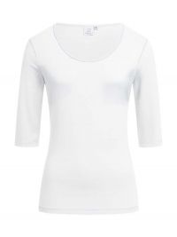 Halbarm Shirt Damen Weiß