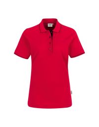 Damen Poloshirt Rot mit Kontrastfarben
